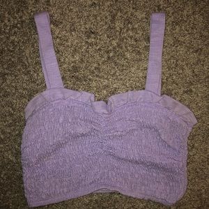 UO lavender ruffle fitted crop top